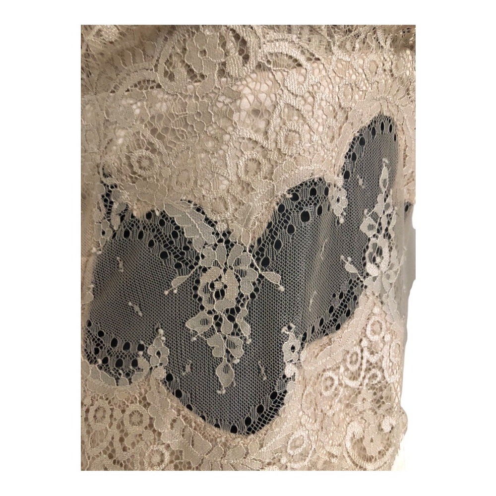 Sincerely jules champagne lace bodice plunge front satin effect dress size Large - Picture 13 of 17